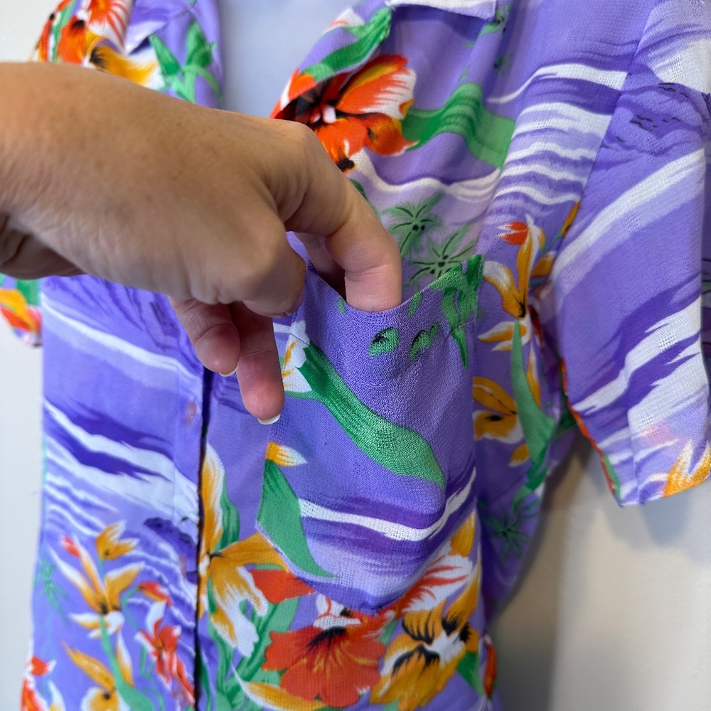 Campus Casuals VTG Hawaii Print Semi Sheer Button Front Tropical Hawaiian Shirt - Picture 6 of 12